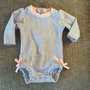 Ruffle butts long sleeve baby girl swim suit